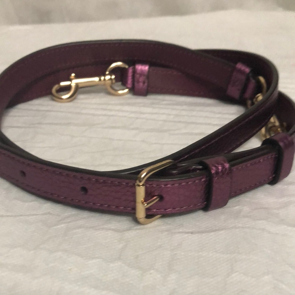 Coach Adjustable Metallic Purple Leather Strap